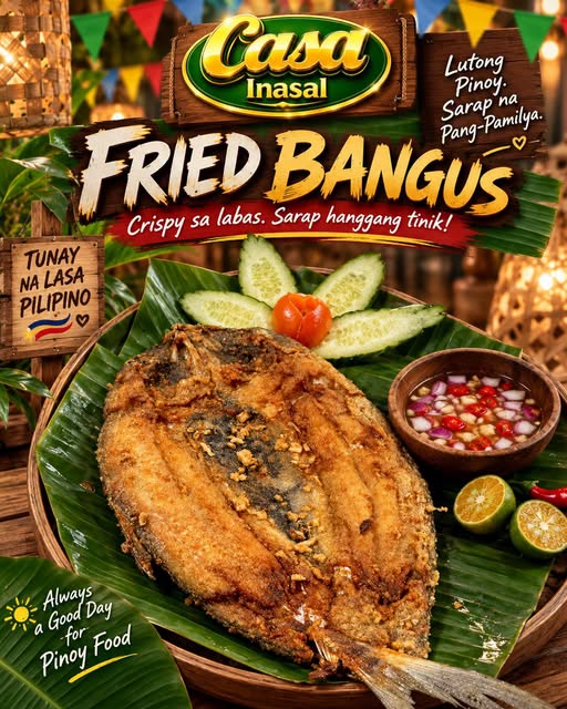 Casa Inasal fried bangus with fresh vegetables and dipping sauce